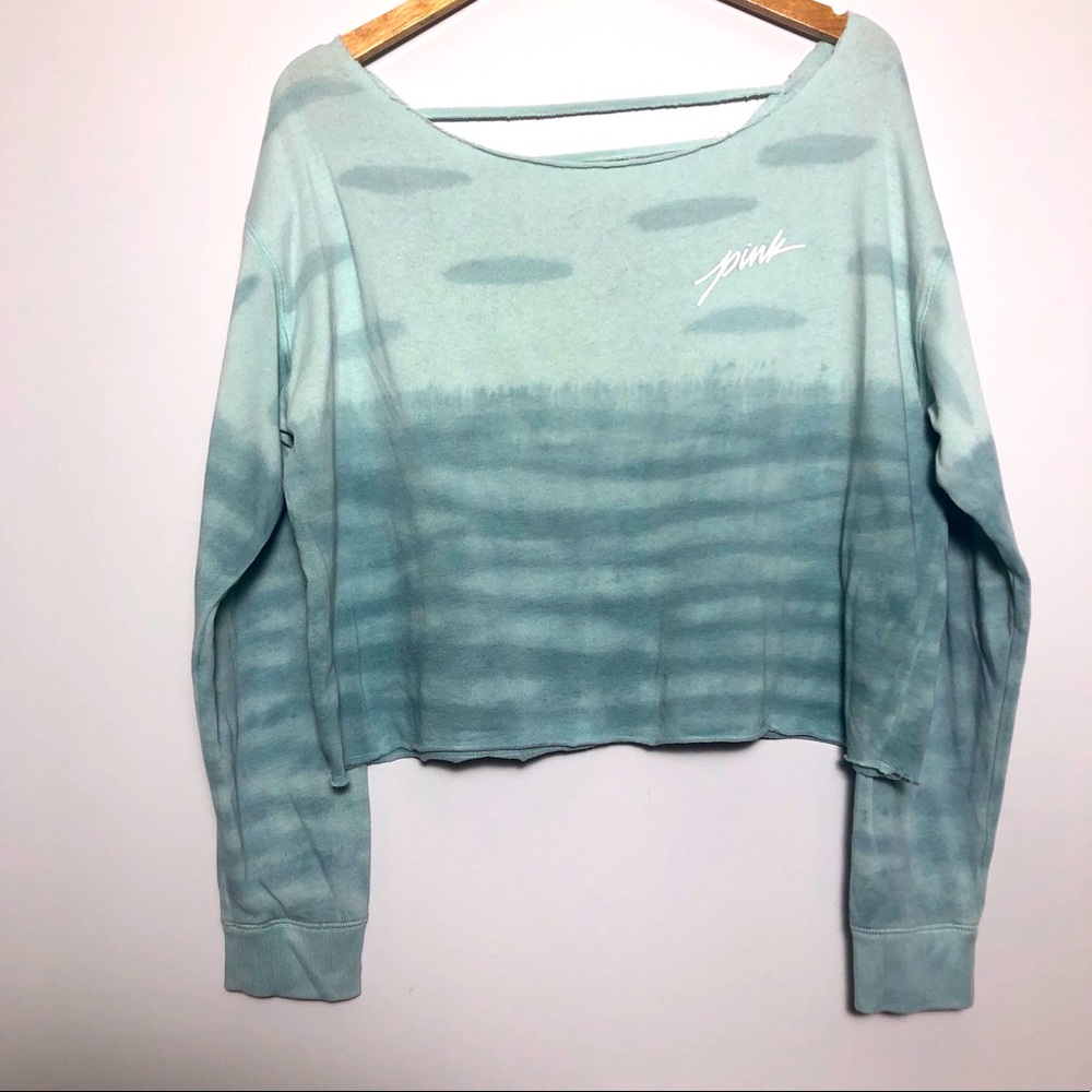 Pink Victoria secret sweater crop top SZ L